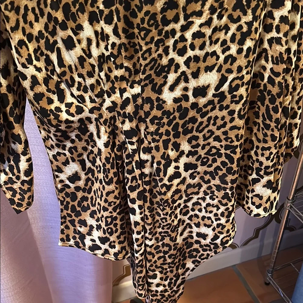 Laurie Felt Oversized Leopard Print Tunic Brown Black - Picture 5 of 8